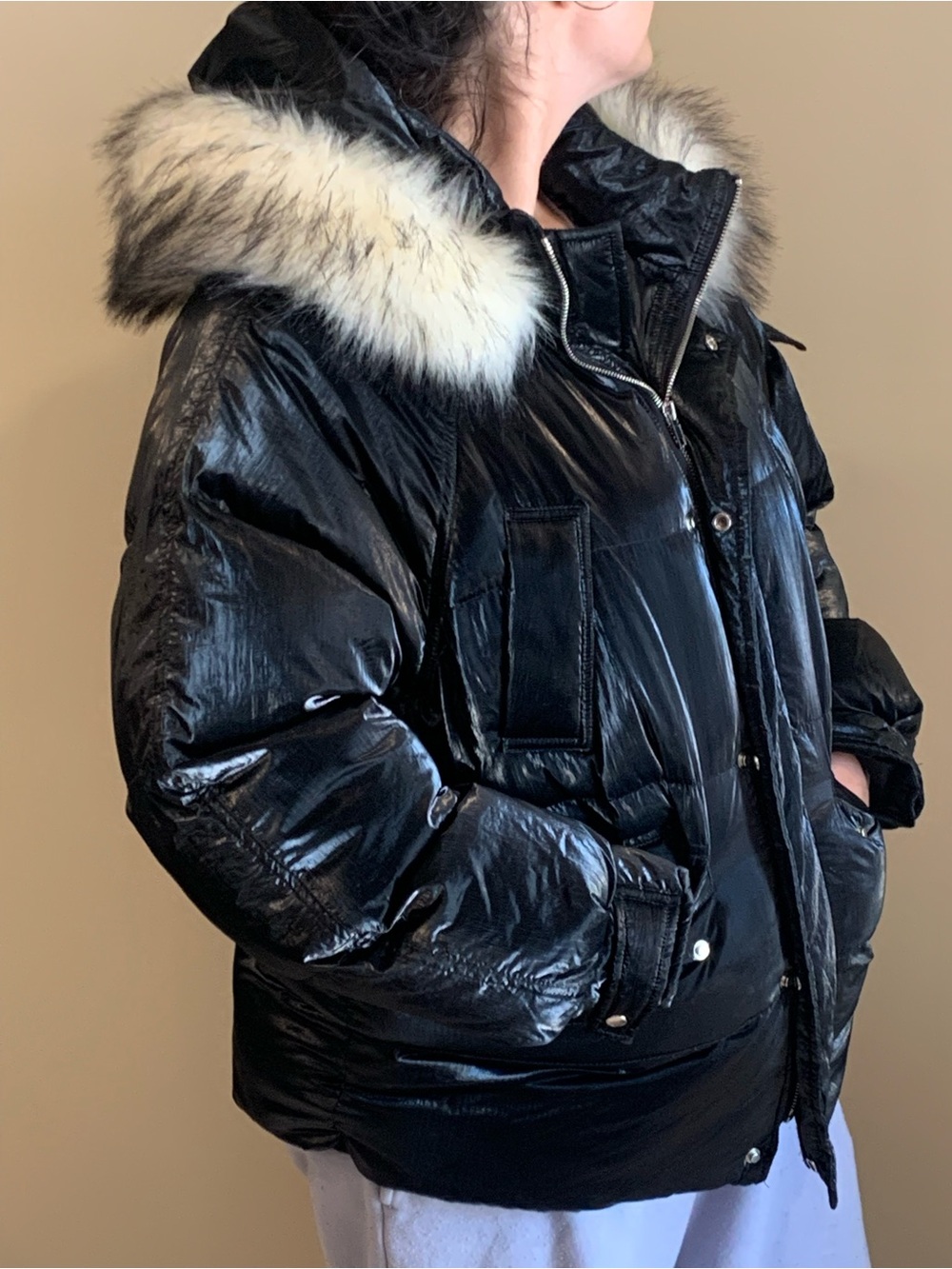 Boohoo Black Quilted Jacket with Branded Label